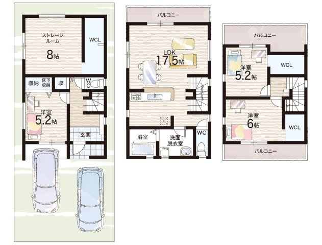 松原市小川　第3期　新築一戸建ての間取り