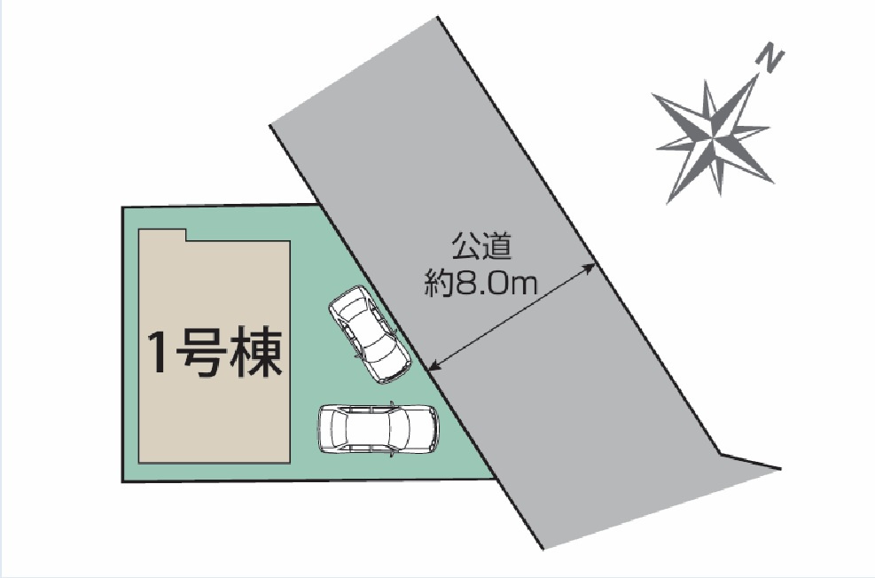 仲介手数料無料　東村山市恩多町１丁目　新築戸建　全1棟の区画図