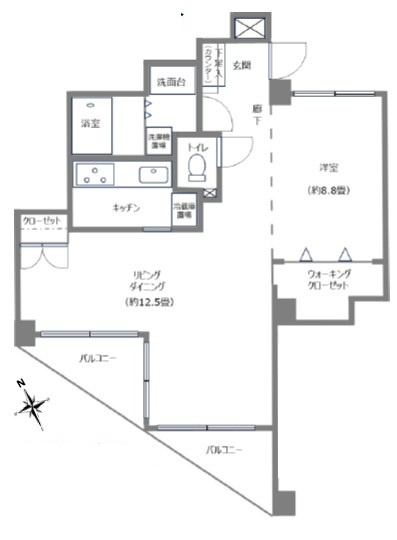 【間取り】 | カーサ要町 | 南西向きの１LDKです！陽当たり良好！２LDKにも変更可能なお部屋です。