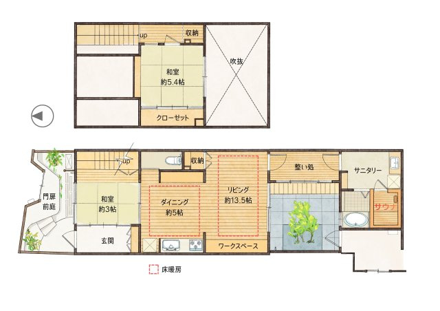 サウナ付き賃貸「サ民家」ととのう町家の間取り