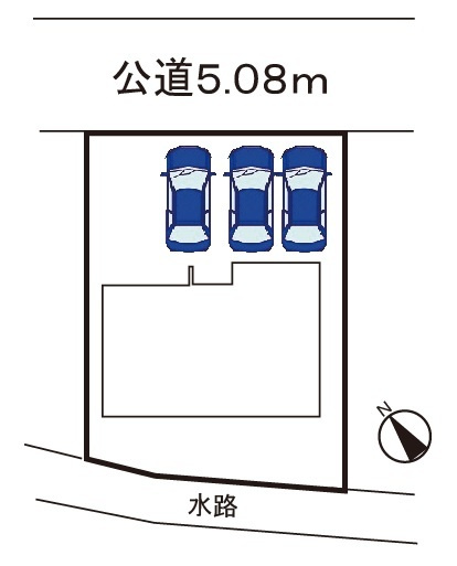小牧市小木西3丁目　新築戸建の区画図|駐車並列3台可能