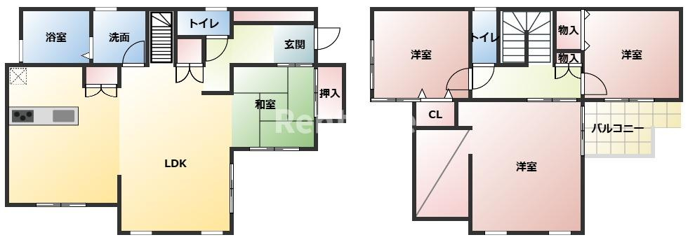 木曽川町内割田貸中古戸建の間取り
