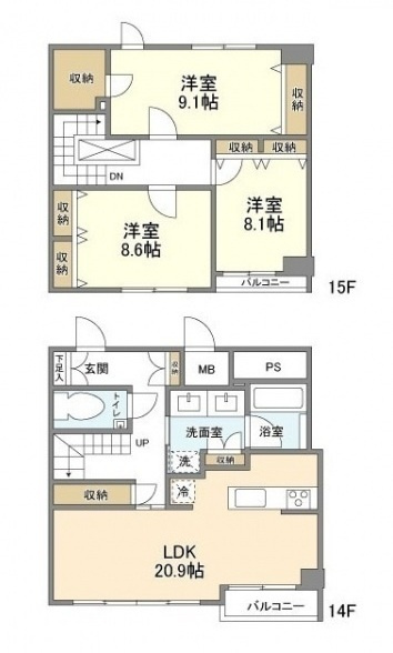 文京区湯島１丁目の賃貸マンションの間取り