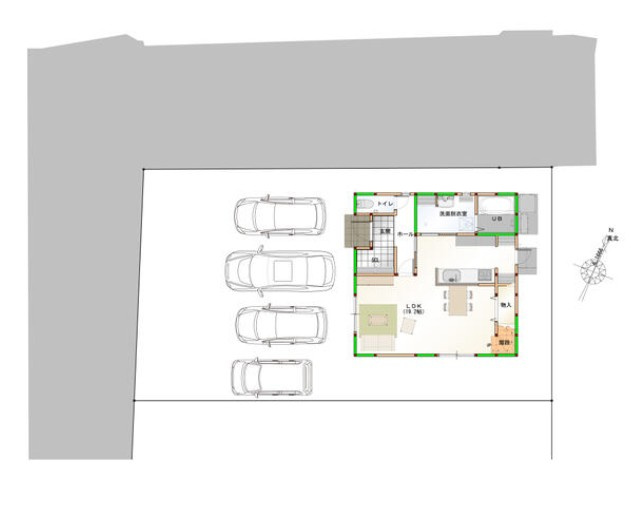 オール電化デザイナーズハウス丸亀市津森町⑧の前面道路含む現地写真