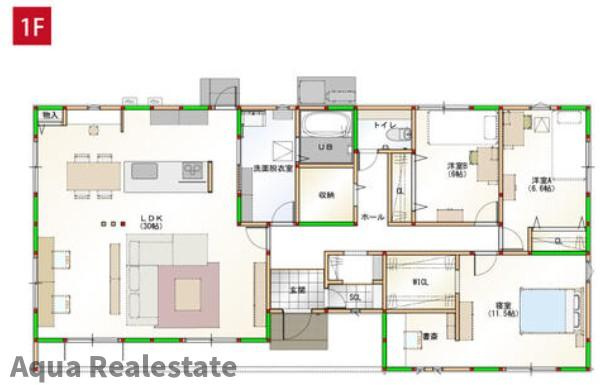 オール電化デザイナーズハウス高松市三谷町④の間取り