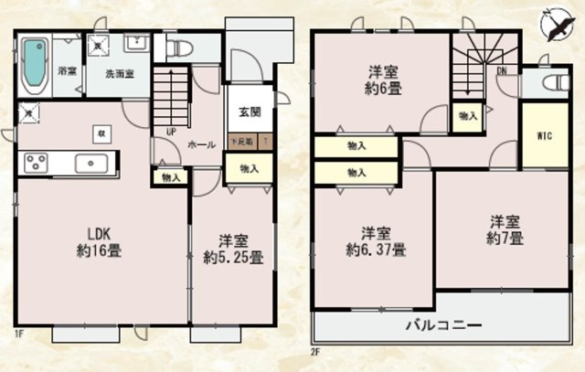～２階建・新築戸建～明石二見町東二見字宮ノ北～の間取り|＼日当たり良好♪４ＬＤＫ／家事動線が良く過ごしやすい住まいですよ♪