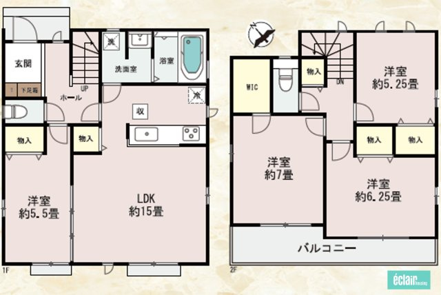 ～２階建・新築戸建～明石二見町東二見字宮ノ北～の間取り|＼日当たり良好♪４ＬＤＫ／家事動線が良く過ごしやすい住まいですよ♪