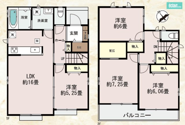 ～２階建・新築戸建～明石二見町東二見字宮ノ北～の間取り|＼日当たり良好♪４ＬＤＫ／家事動線が良く過ごしやすい住まいですよ♪