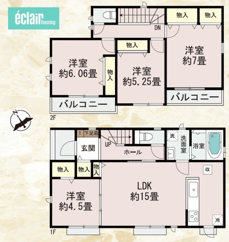 ～２階建・新築戸建～明石二見町東二見字宮ノ北～の間取り|＼日当たり良好♪４ＬＤＫ／家事動線が良く過ごしやすい住まいですよ♪