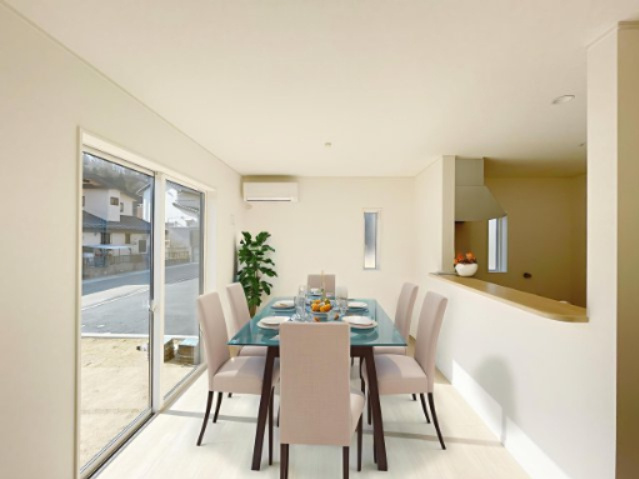 新築戸建・新築建売　白河市蛇石第1　第三小・中央中の居間・リビング|画像はAI加工による演出で、実際の家具は付きません。