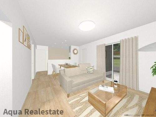 綾歌郡宇多津町大字東分の新築一戸建の居間・リビング|こちらのリビングで趣味の時間をお楽しみください