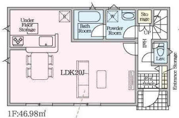 静岡市葵区弥勒　第1　新築戸建　－全2棟－　2号棟の間取り|1階の間取りです