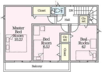 静岡市葵区弥勒　第1　新築戸建　－全2棟－　2号棟の間取り|2階の間取りです