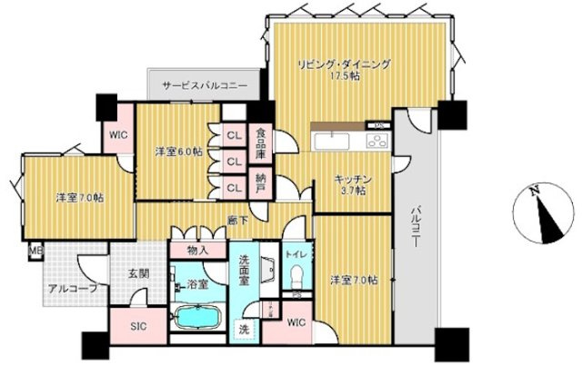 ローレルコート岐阜金華【2階】の間取り