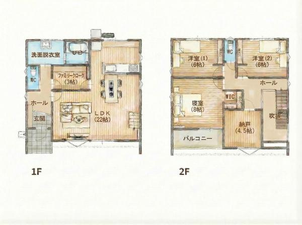 中鶴崎E新築の間取り|※図面と現況が異なる場合は現況を優先とさせていただきます。
※分筆後、多少面積の増減可能性があります。