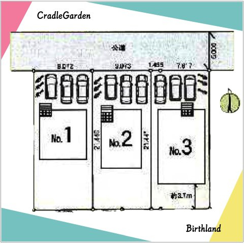 新築戸建・新築建売　邑楽町鶉第7　中野東小・邑楽中の区画図|■敷地面積：194.54㎡　■延床面積：100.44㎡　■駐車スペース：3台可能