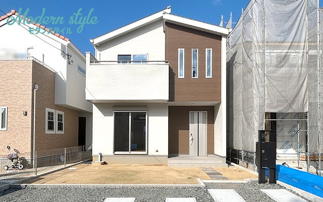 いろどりアイタウン倉敷市大内④号棟の外観|４号棟外観。土地面積約４６坪、建物面積約３２坪です。