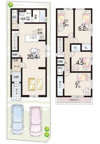 尼崎市塚口町　第2期　新築一戸建ての間取り|2号地