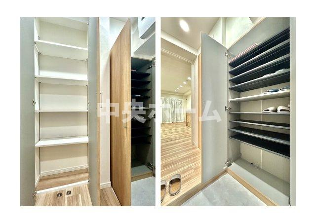 お花茶屋ダイヤモンドマンションの玄関|【玄関】玄関には大型のシューズクローゼットを設置しておりますのでいつでもスッキリりとした空間を保てます。玄関周りを清潔に使うのはとても大事なことですよね。
