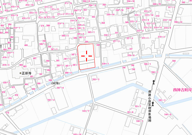 加古川市西神吉町岸1号地の地図