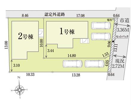 八王子市　横川町　新築一戸建て　２４ー１期の区画図|～2区画の新築一戸建て～