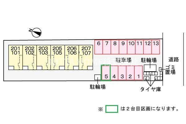 京丹後市峰山町新町のアパートの区画図