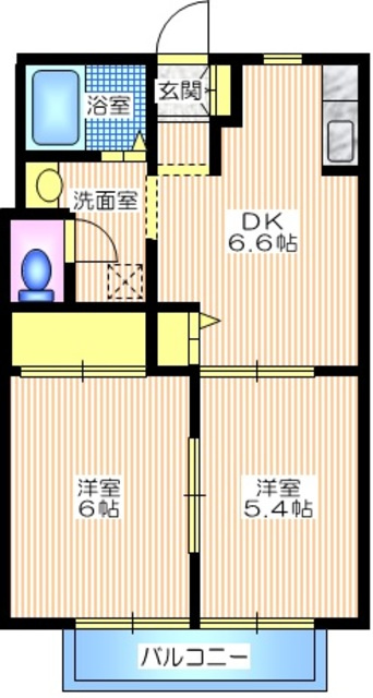 ディアスもえぎ野Ⅰ番館の間取り|全洋室の使いやすい２ＤＫ　収納２ヶ所