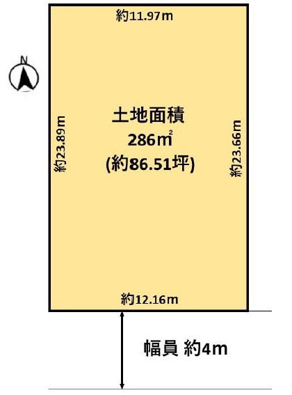川越市鯨井　建築条件なし　86坪　売地の土地図