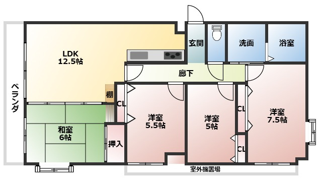 都城市蔵原町の中古マンションの間取り