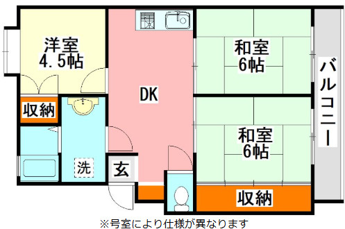 【間取り】 | サンライズ幸袋 | 3DK
