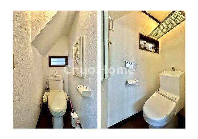 江戸川区南葛西6丁目中古住宅のトイレ|【トイレ】 収納スペースをしっかりと確保した温水洗浄便座機能付きトイレ。温水洗浄便座は清潔にお使いいただくための大切なアイテムです。