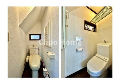 【トイレ】 | 江戸川区南葛西6丁目中古住宅 | 【トイレ】 収納スペースをしっかりと確保した温水洗浄便座機能付きトイレ。温水洗浄便座は清潔にお使いいただくための大切なアイテムです。