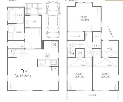 茅ヶ崎市菱沼1丁目　中古戸建の間取り|全居室2面採光　３LDKです。