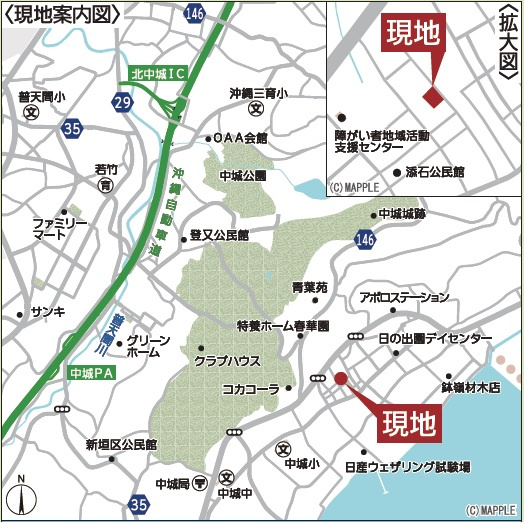 中城村添石　第1（全3棟）ラスト2号棟の地図|地図♪