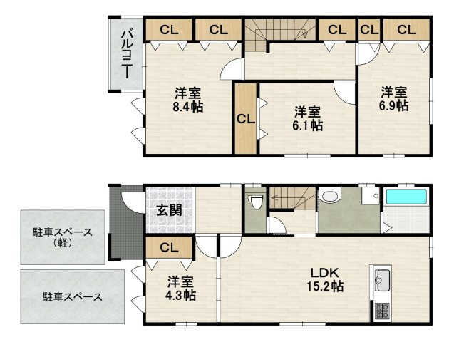 フジパレス戸建賃貸中筋八丁目の間取り