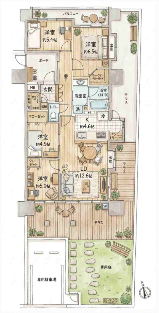 エイリックタウン箱崎公園ファミリア EAST棟の間取り
