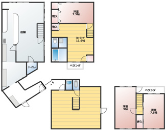 【間取り】 | 雄琴店舗付住居