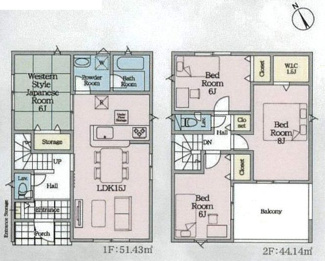 【間取り】 | 南足柄市中沼  7号棟 第12 | 防犯カメラ（利用時Wifi接続必要）　人感センサー付玄関灯　インナーバルコニー　浴室乾燥機+窓　全居室収納　LDK15帖