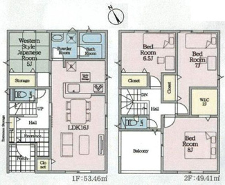 【間取り】 | 南足柄市中沼  9号棟 第12 | 防犯カメラ（利用時Wifi接続必要）　人感センサー付玄関灯　インナーバルコニー　浴室乾燥機+窓　全居室収納　LDK16帖