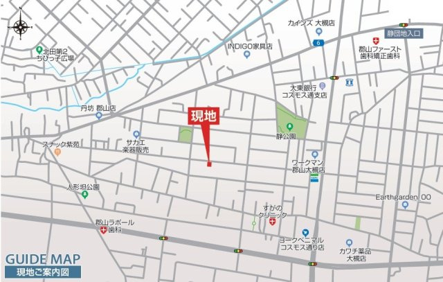 新築戸建・新築建売　郡山市静西一丁目　大成小・第七中の地図|現地案内図