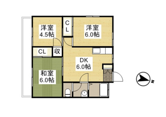 【間取り】 | コーポ田上 | 3DK