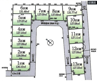 【区画図】 | 川越市中台2丁目　建築条件なし売地　西武新宿線『南大塚駅』徒歩25分　【福原小学区】