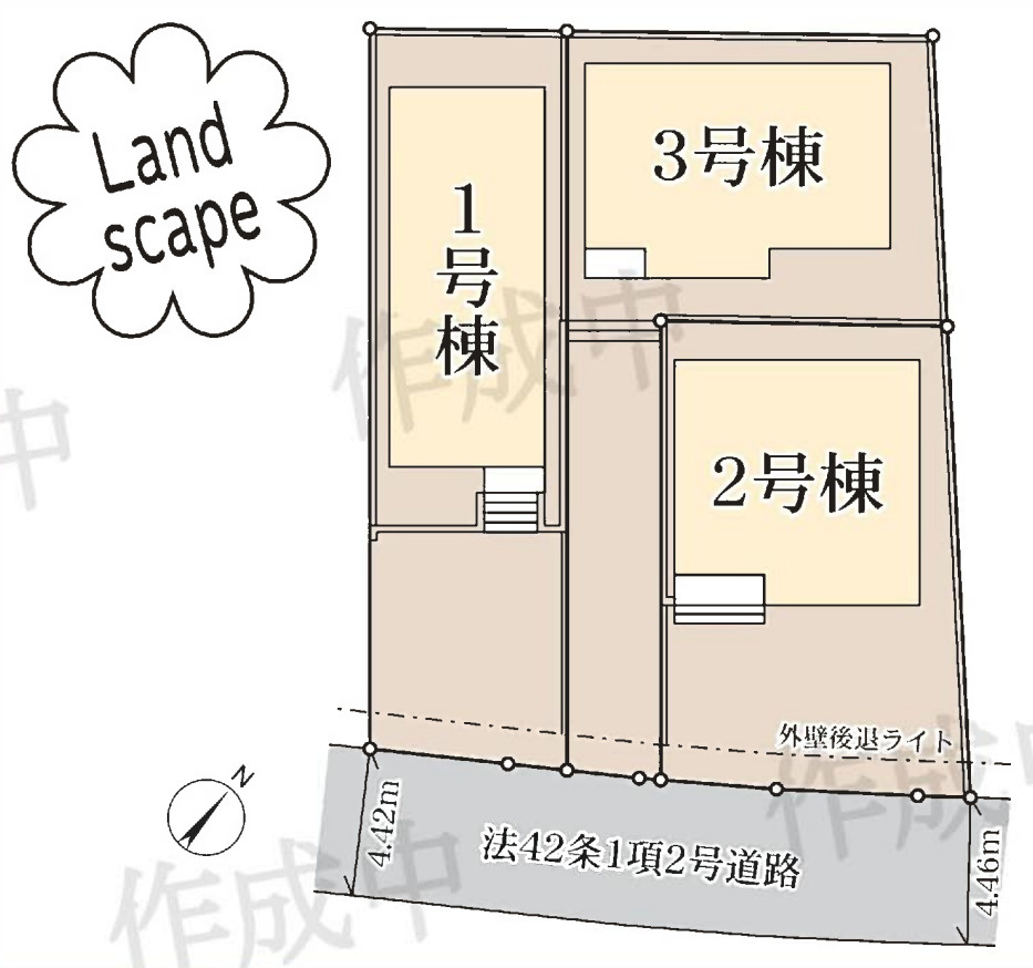 横浜市金沢区柳町 新築戸建て【仲介手数料無料】カースペース2台の区画図