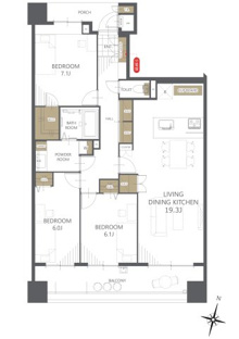 【間取り】マリンフォートサンライトウイング 