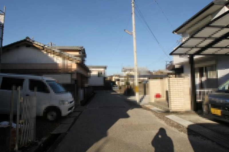 介良乙　新築戸建　⑰の前面道路含む現地写真|北側　私道4.6ｍ　接面6.6ｍ　