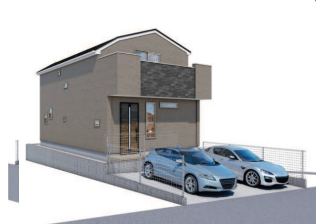 横浜市南区永田山王台　新築戸建【仲介手数料無料】カースペース2台の外観パース