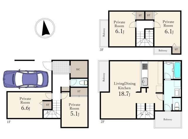 板橋区高島平1丁目 全2区画 A号地の土地図＋建物プラン例|A区画参考プラン
建物面積120.82㎡　4LDK
建物ボリュームの参考にされてください