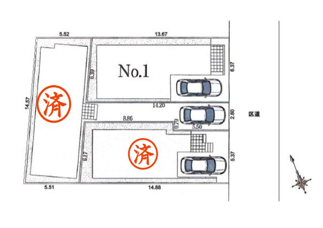 板橋区高島平5丁目　永住地×綺麗な街並み　限定3区画の土地図