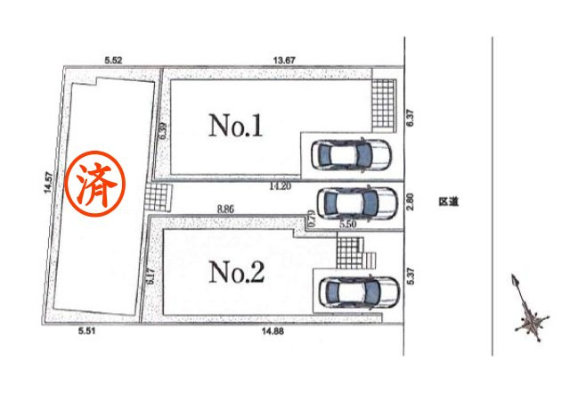 板橋区高島平5丁目　永住地×綺麗な街並み　限定3区画の土地図