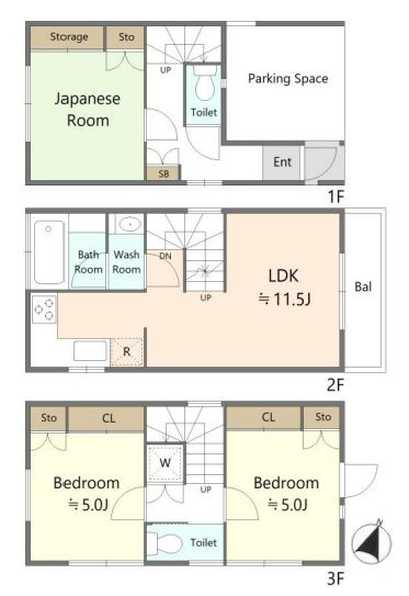 【間取り】 | 豊島区高松２丁目　中古戸建て | 3LDK・土地面積45.07ｍ2・建物面積71.19ｍ2